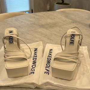 NakedWolfe white platform sandals size 37 or 7 U.S.